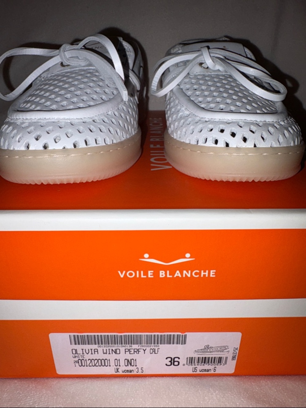 NWT VOILE BLANCHE Olivia Wind Boat Shoe in White - Picture 8 of 16